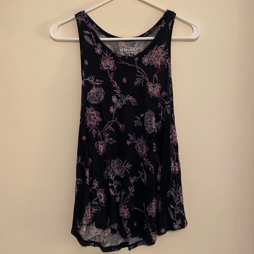 Women’s Small Black Floral Tank Top - Mudd